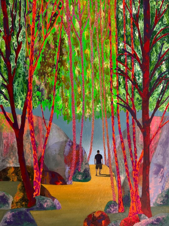 Pintura intitulada "Stepping Outside My…" por Stefano Pallara, Obras de arte originais, Acrílico