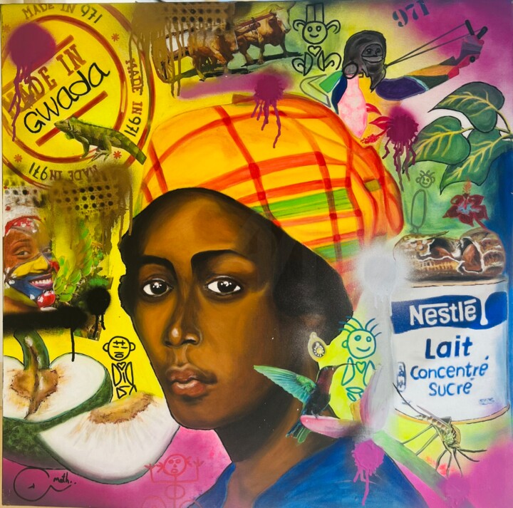 Painting titled "LA GUADELOUPÉENNE" by Mathias Art, Original Artwork, Acrylic