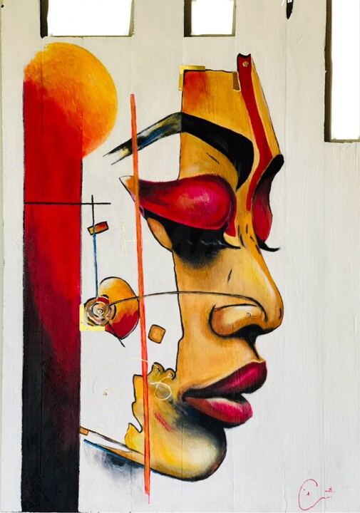 Painting titled "RENAISSANCE" by Mathias Art, Original Artwork, Acrylic Mounted on Wood Stretcher frame