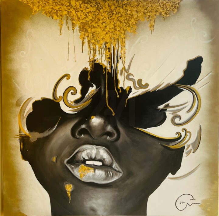 Painting titled "CARAMEL" by Mathias Art, Original Artwork, Acrylic Mounted on Wood Stretcher frame