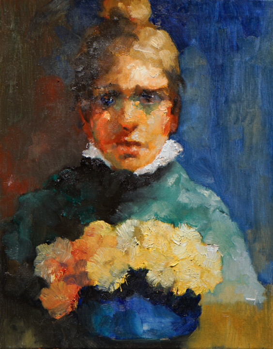 Malarstwo zatytułowany „Coltsfoot” autorstwa Pavel Filin, Oryginalna praca, Olej Zamontowany na Drewniana rama noszy