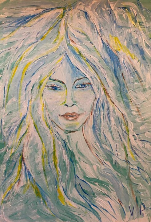 Peinture intitulée "Mermaid" par Valeria Pogliani (V.P.), Œuvre d'art originale, Acrylique
