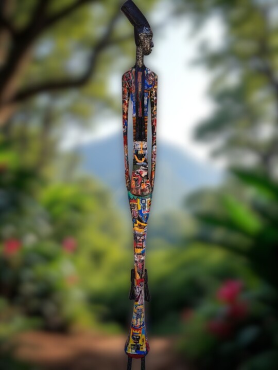 Sculpture titled "Léo 2" by Siberil Rey, Original Artwork, Wood