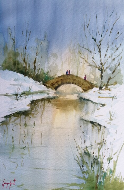 Pintura titulada "Central Park 4" por Giorgio Gosti, Obra de arte original, Acuarela