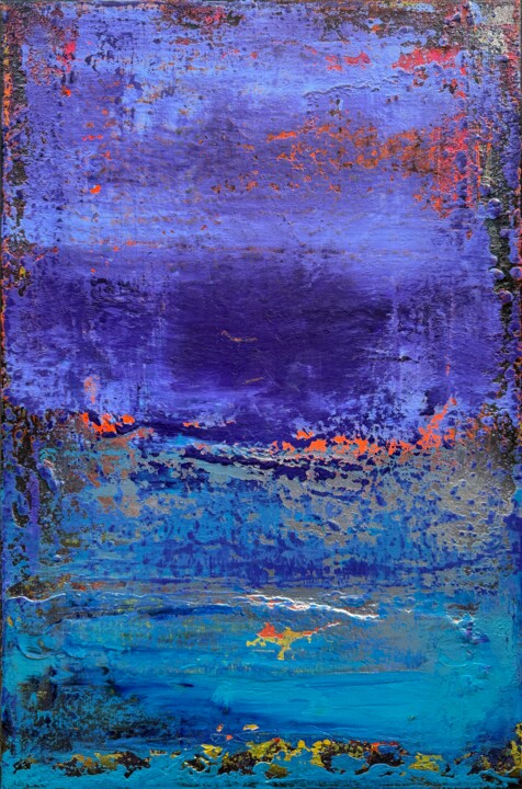 Картина под названием "Where the Sunset Sl…" - Viki Smoliar, Подлинное произведение искусства, Акрил Установлен на Деревянна…