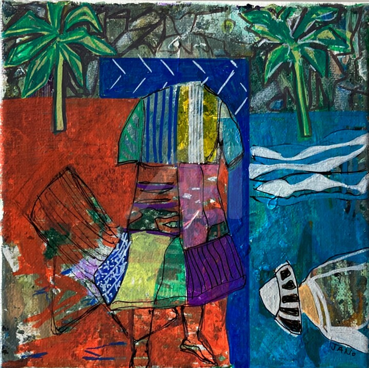 Malerei mit dem Titel "I Only Wear It On H…" von Jan O'Sullivan, Original-Kunstwerk, Acryl Auf Keilrahmen aus Holz montiert