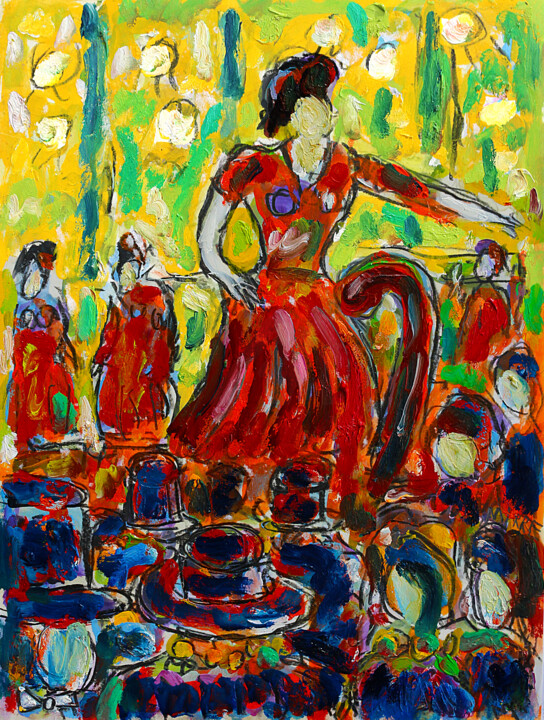 Painting titled "Les feux de la ramp…" by Jean Mirre, Original Artwork, Oil