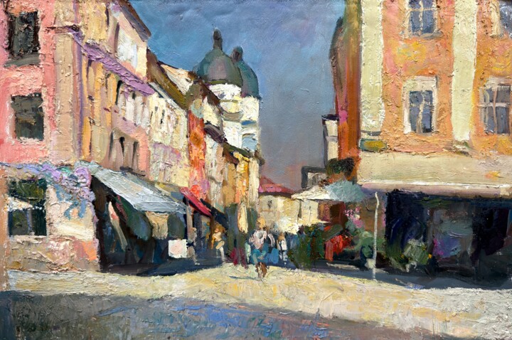 Painting titled "Golden Afternoon, L…" by Igor Galan, Original Artwork, Oil Mounted on Wood Stretcher frame