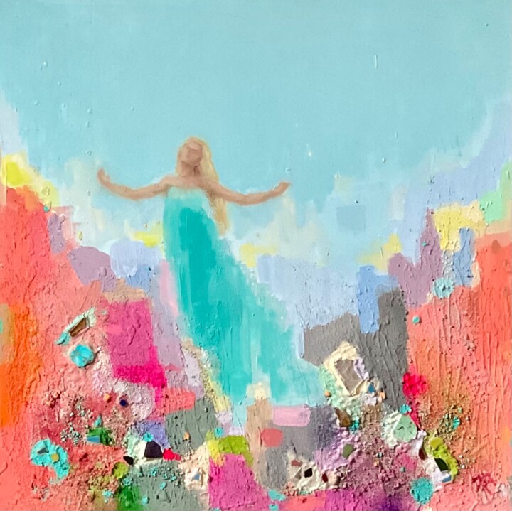 Картина под названием "HEAVENLY AND EARTHL…" - Vera Klimova, Подлинное произведение искусства, Акрил Установлен на Деревянна…