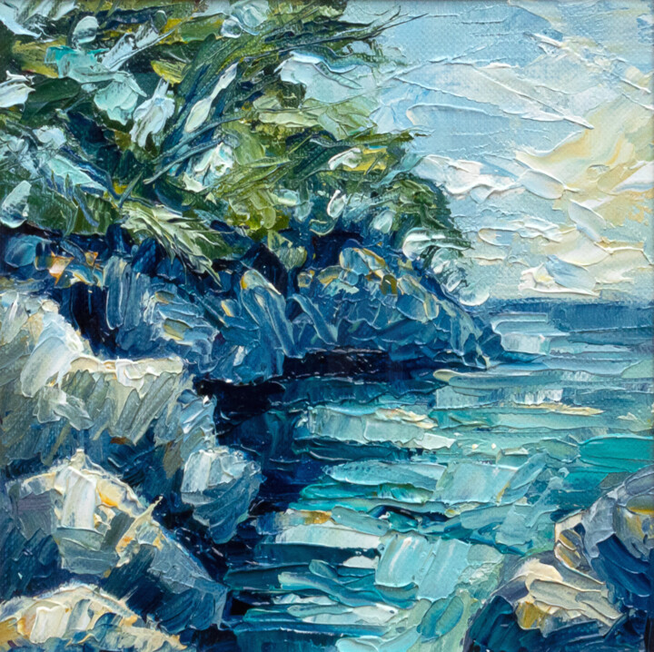 Painting titled "Skopelos" by Adrienn Pécsek, Original Artwork, Oil