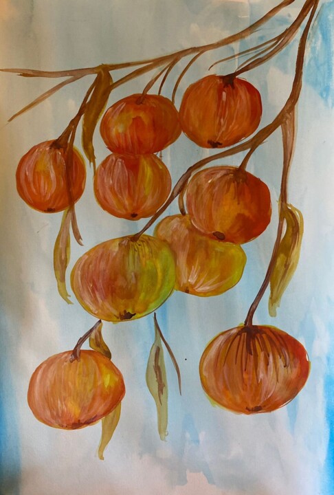 Peinture intitulée "Persimmon" par Valeria Pogliani (V.P.), Œuvre d'art originale, Aquarelle