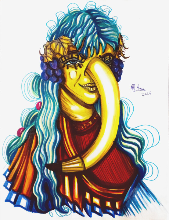 Desenho intitulada "Elefante Bacco" por Mariaceleste Arena, Obras de arte originais, Marcador