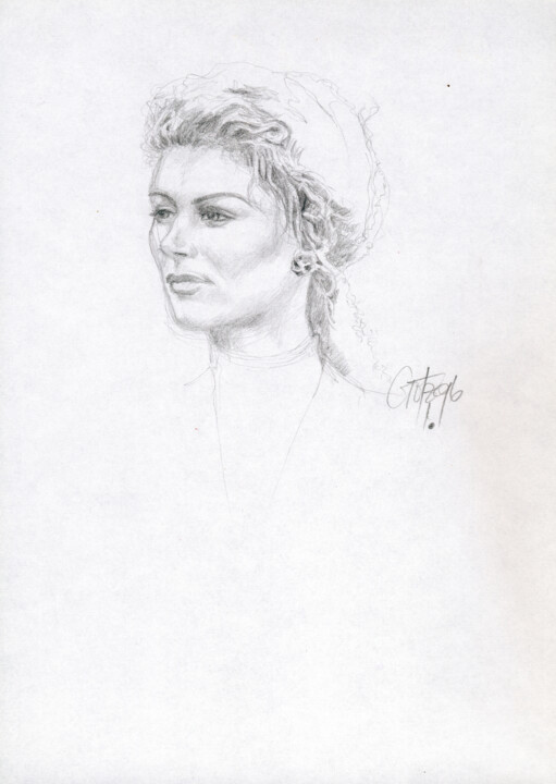 Drawing titled "Portraitstudie." by Götz Wiedenroth, Original Artwork, Pencil