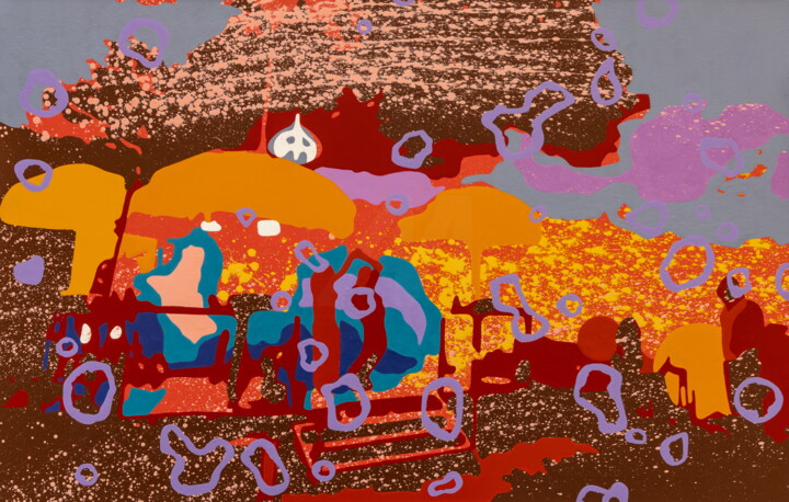 Malarstwo zatytułowany „Langsame Runde” autorstwa Markus Honerla, Oryginalna praca, Lakier Zamontowany na Drewniana rama nos…