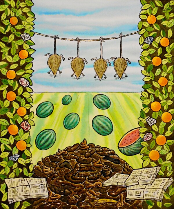 绘画 标题为“Becoming Rich (it.1…” 由Noël Van Hoof, 原创艺术品, 水彩