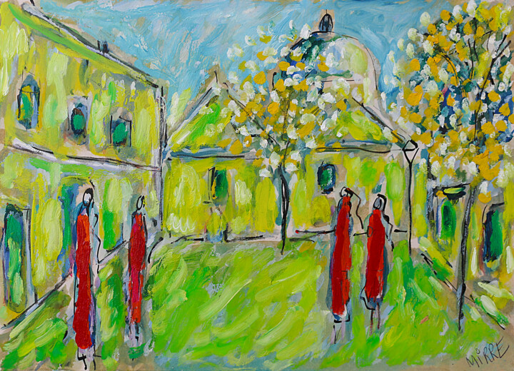 Painting titled "Tertre d'antan" by Jean Mirre, Original Artwork, Oil