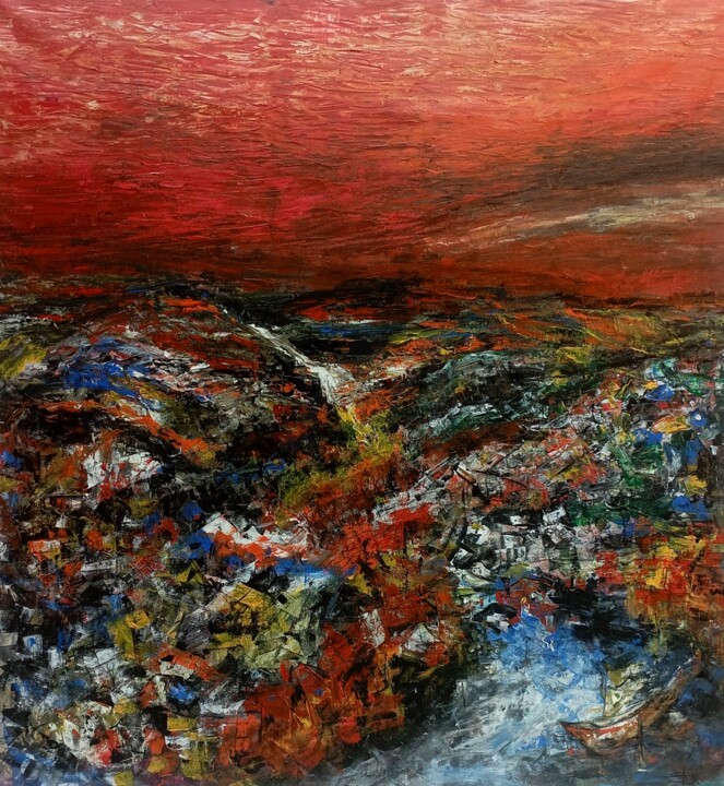 "Red Summer Evening" başlıklı Tablo Ganesh Singh tarafından, Orijinal sanat, Akrilik