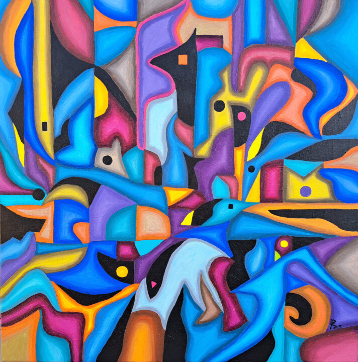 "Midnight birds" başlıklı Tablo Mario Ruskovic tarafından, Orijinal sanat, Akrilik Ahşap Sedye çerçevesi üzerine monte edilm…