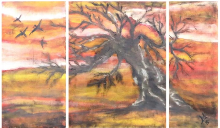 Painting titled "The Tree" by Viktoria Dragon, Original Artwork, Oil
