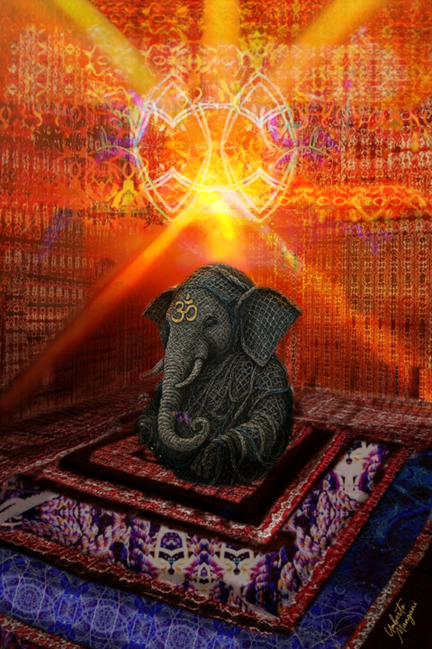 "Ganesha and The Gho…" başlıklı Dijital Sanat Mangani' tarafından, Orijinal sanat, Dijital Kolaj artwork_cat. üzerine monte…
