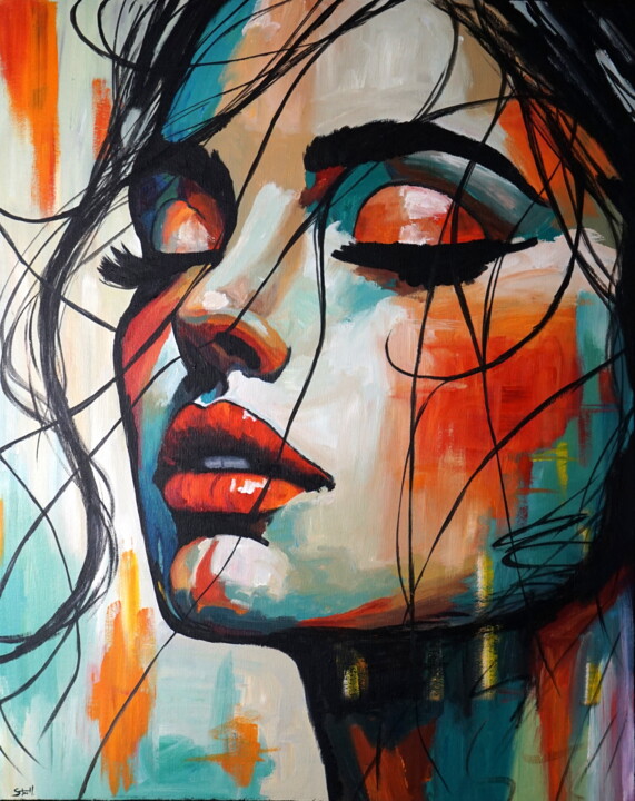 Malarstwo zatytułowany „Within Herself” autorstwa Stach, Oryginalna praca, Akryl Zamontowany na Drewniana rama noszy