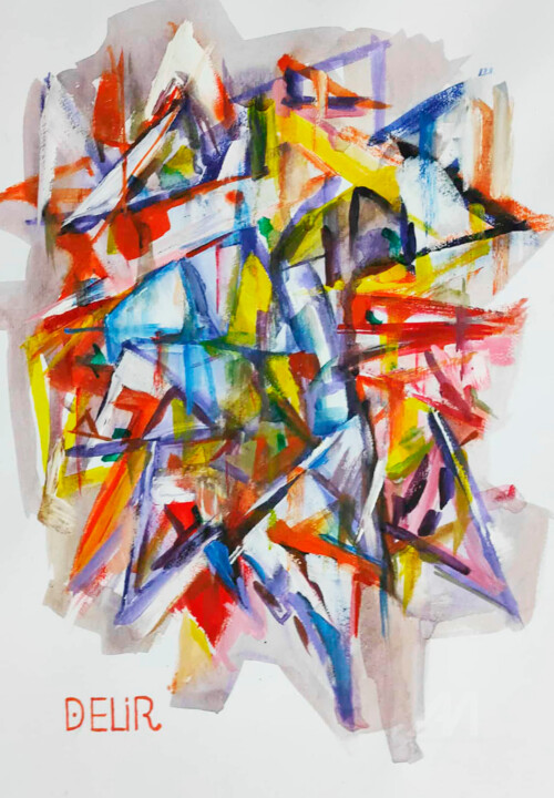 Painting titled ""Ambroise"" by Elena Nikolic, Original Artwork, Tempera Mounted on Wood Stretcher frame