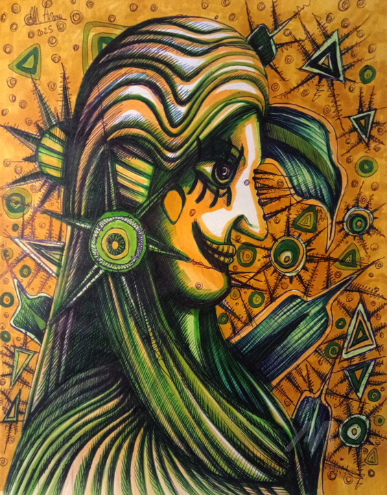 Desenho intitulada "Dea Madre Kore" por Mariaceleste Arena, Obras de arte originais, Canetac de aerossol