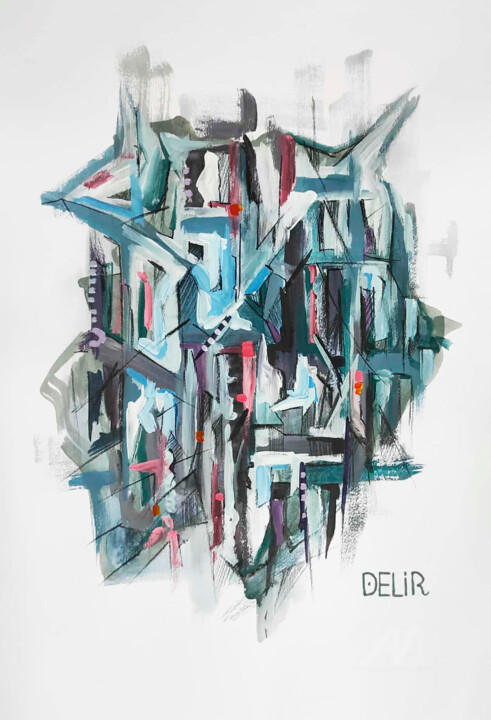 Painting titled ""Ambroise II"" by Elena Nikolic, Original Artwork, Tempera Mounted on Wood Stretcher frame