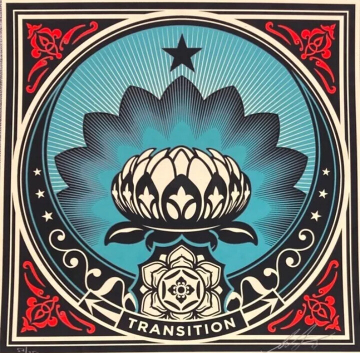 Printmaking titled "Transition" by Shepard Fairey (Obey), Original Artwork, Screenprinting