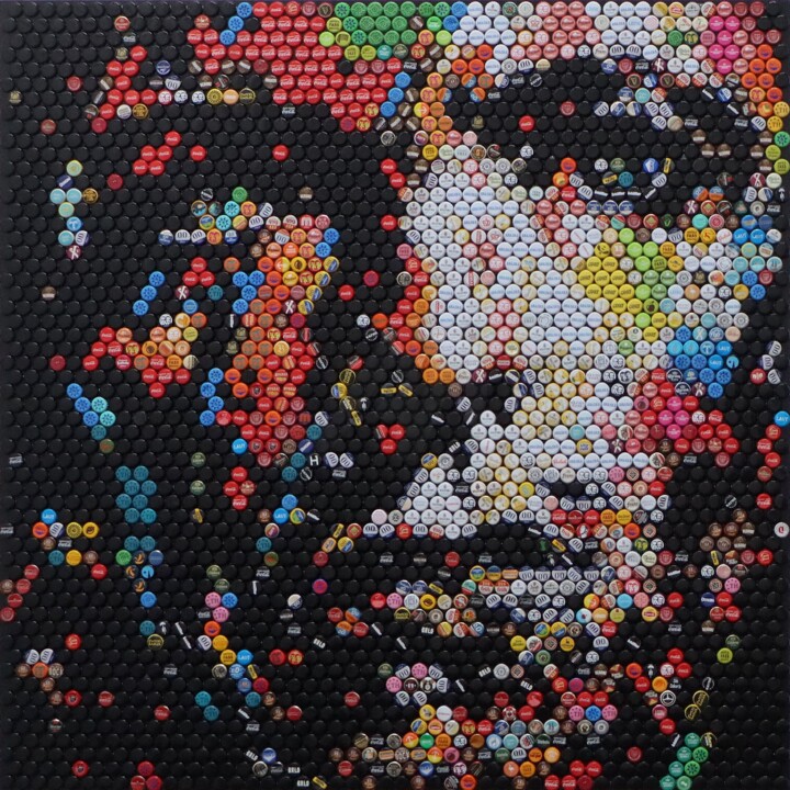 "David Bowie - Ashes…" başlıklı Kolaj Henning Leuschner tarafından, Orijinal sanat, Kolaj Alüminyum üzerine monte edilmiş