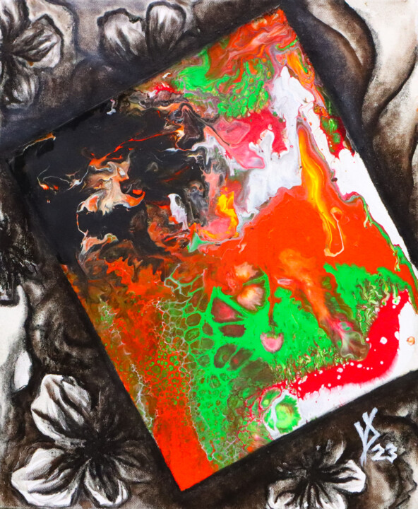 Painting titled "Window of Color" by Viktoria Dragon, Original Artwork, Acrylic