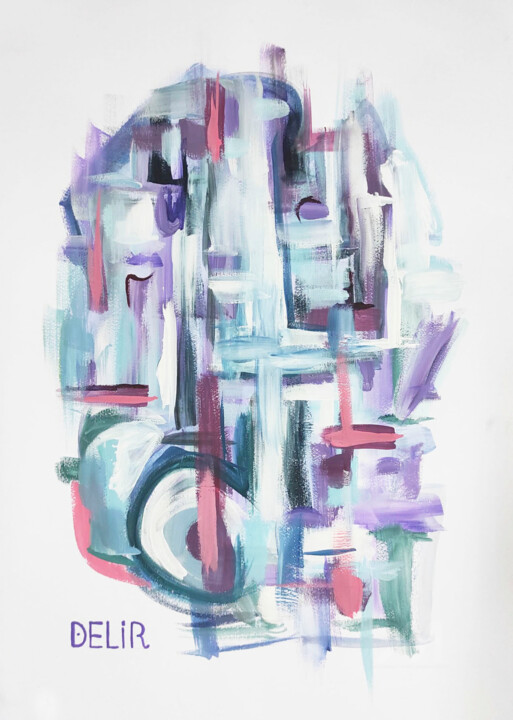 Painting titled ""In One Breath"" by Elena Nikolic, Original Artwork, Tempera Mounted on Cardboard