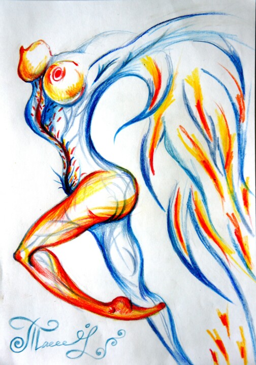 Картина под названием "orgaSm #76" - Iryna Tatur, Подлинное произведение искусства, Акварель