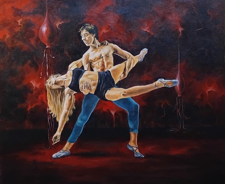 Painting titled "Blood and fire" by Theodoros Markopoulos, Original Artwork, Acrylic