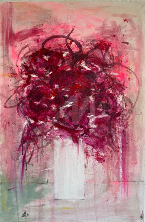 Malerei mit dem Titel "Say It With Flowers…" von Jan O'Sullivan, Original-Kunstwerk, Acryl Auf Keilrahmen aus Holz montiert