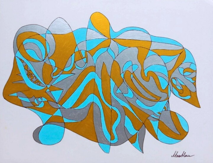 Рисунок под названием "Whispers of Form &…" - Meahau, Подлинное произведение искусства, Гелевая ручка