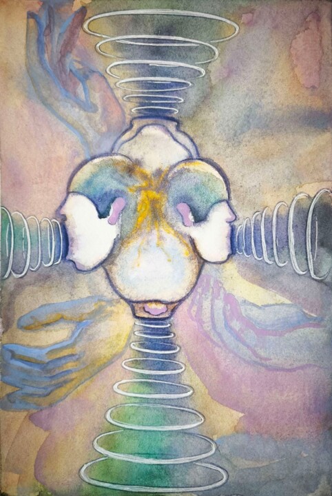 Painting titled "Echo Holders" by Yana Dmitrieva, Original Artwork, Watercolor