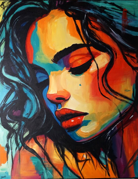 Malarstwo zatytułowany „What a Day” autorstwa Stach, Oryginalna praca, Akryl Zamontowany na Drewniana rama noszy