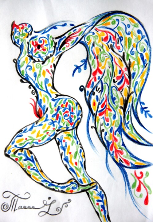 Картина под названием "OrgaSm #77" - Iryna Tatur, Подлинное произведение искусства, Акварель