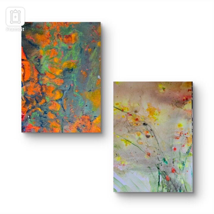 Malarstwo zatytułowany „Kompozycja prac akw…” autorstwa Ewa Mościszko, Oryginalna praca, Akwarela