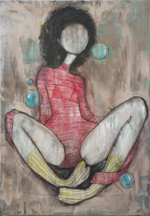 "Mi burbuja" başlıklı Tablo Eva Hidalgo tarafından, Orijinal sanat, Akrilik Ahşap Sedye çerçevesi üzerine monte edilmiş