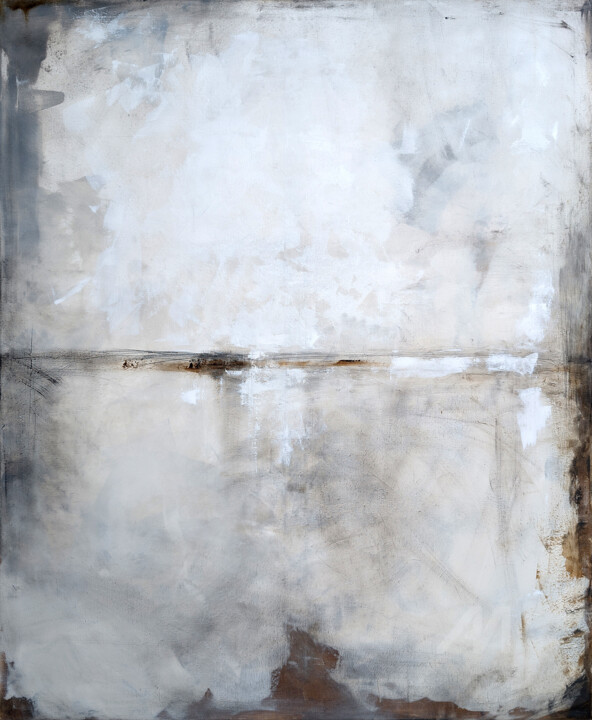 Malarstwo zatytułowany „Biel i beż IV” autorstwa Maja Gajewska, Oryginalna praca, Olej Zamontowany na Drewniana rama noszy