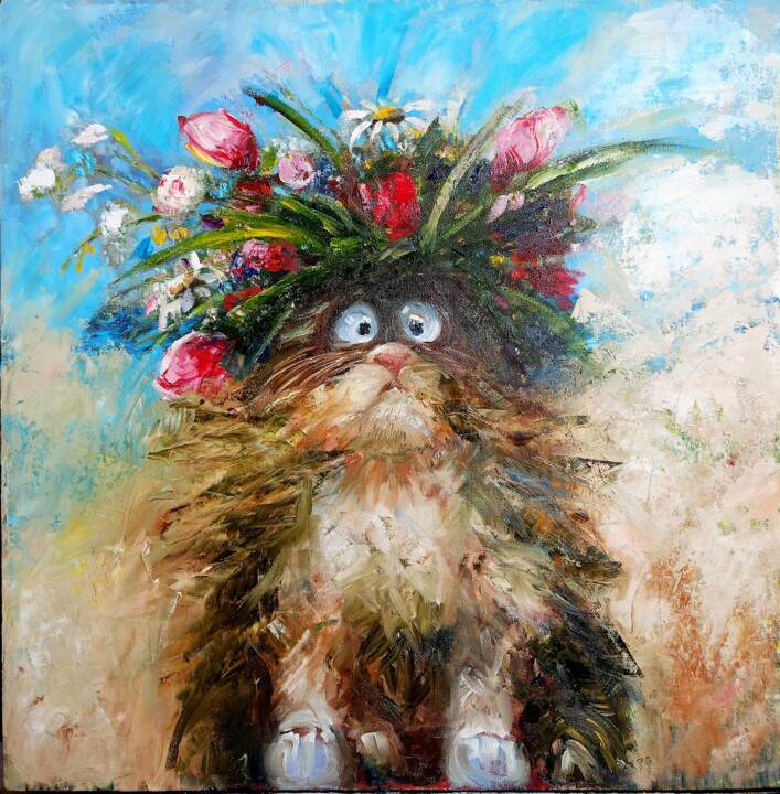 Peinture intitulée "Sweetie Kitten" par Olga Vedyagina, Œuvre d'art originale, Huile