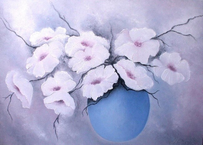 Malarstwo zatytułowany „white flowers” autorstwa Anita Burnaz, Oryginalna praca