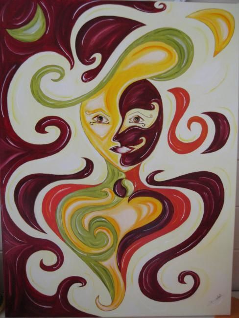 Painting titled "La Femme au profil…" by Cathy Doutault, Original Artwork