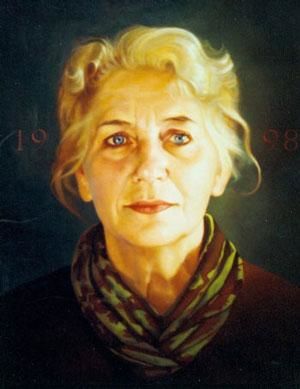 Painting titled "Inge" by Ellen De Groot, Original Artwork, Oil