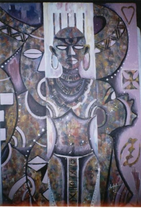 Painting titled "womanhood" by Emmanuel Cherkoh, Original Artwork