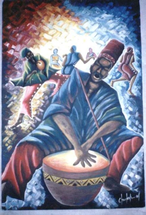 Painting titled "festival" by Emmanuel Cherkoh, Original Artwork
