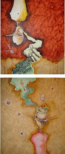「les idées voyagent」というタイトルの絵画 Human Expressionによって, オリジナルのアートワーク