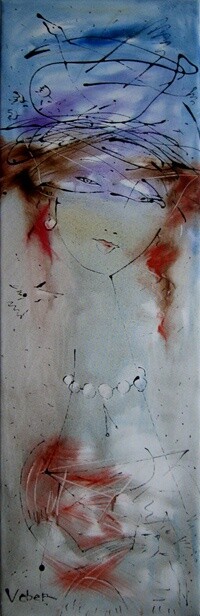 제목이 "Portrait with Cat a…"인 미술작품 Oksana Veber로, 원작, 기름 나무 들것 프레임에 장착됨